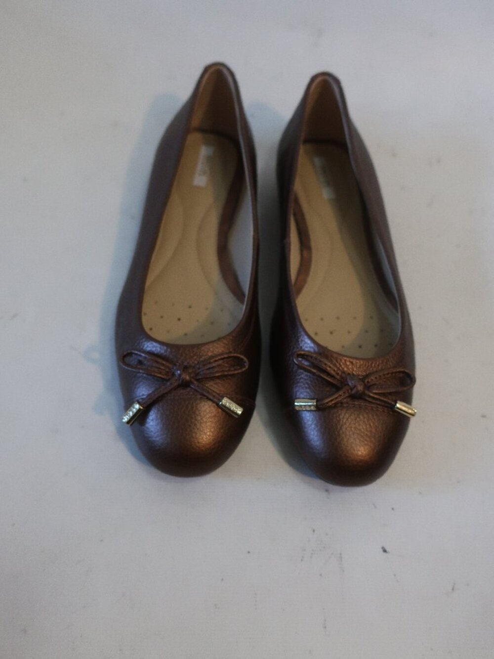 Womens Geox Respira Brown Bronze Leather Ballet Flats 7